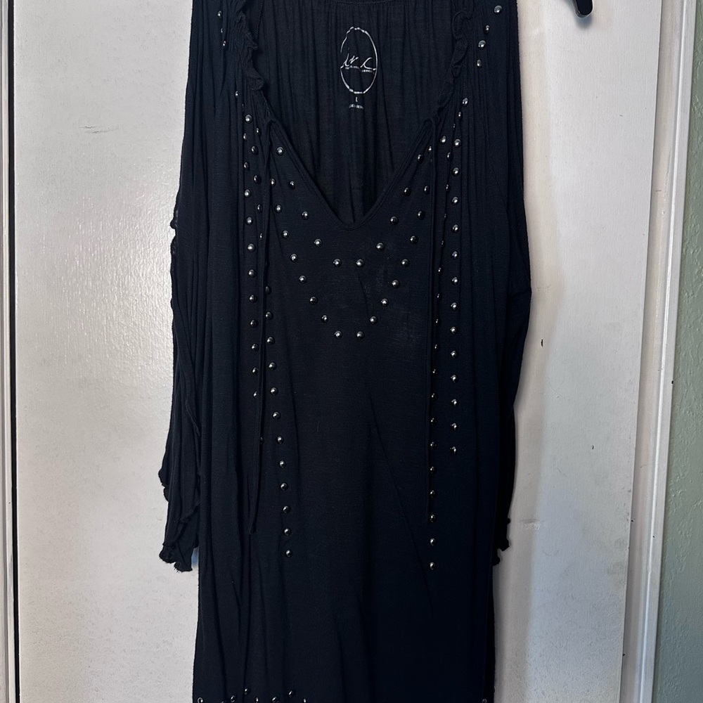 Elegant Black Blouse with Studded Details